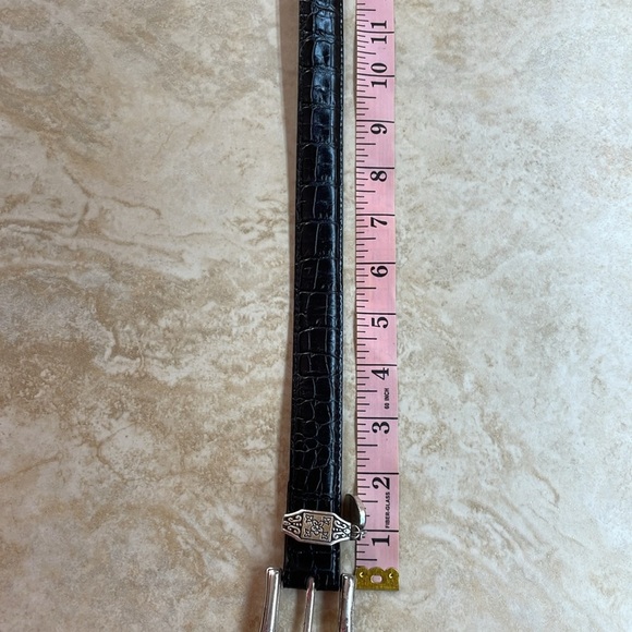 Brighton Women Animal Embossed Leather Belt Western Silver Buckle Black Size M/L - Picture 15 of 16